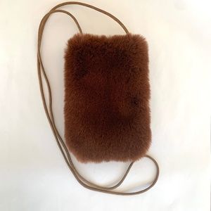 Brown Fluffy Mini Crossbody Bag